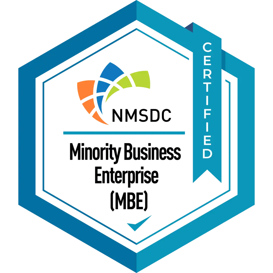 NMSDC Certified Minority Business Enterprise badge.